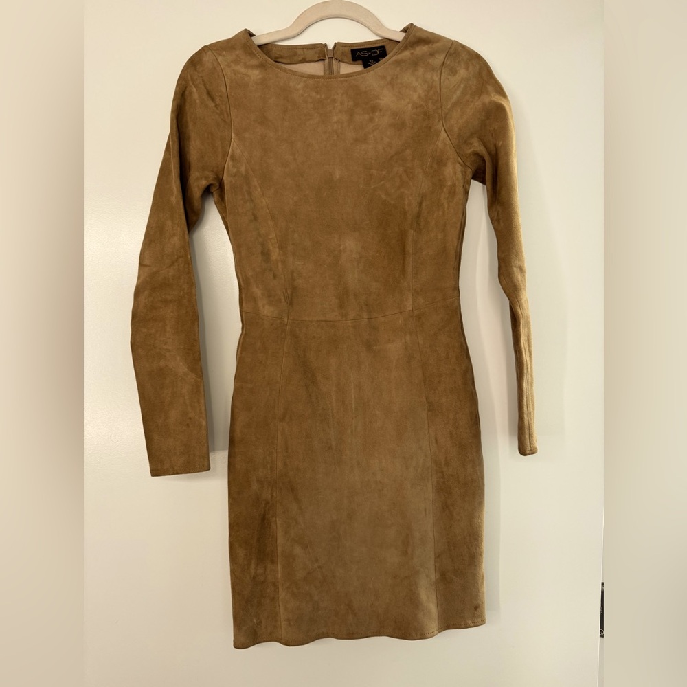 Stretch suede fitted mini dress size XS or US 0-2